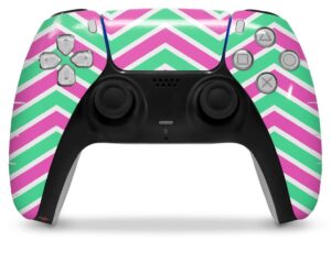 wraptorskinz skin wrap compatible with sony ps5 dualsense controller zig zag teal green and pink (controller not included)