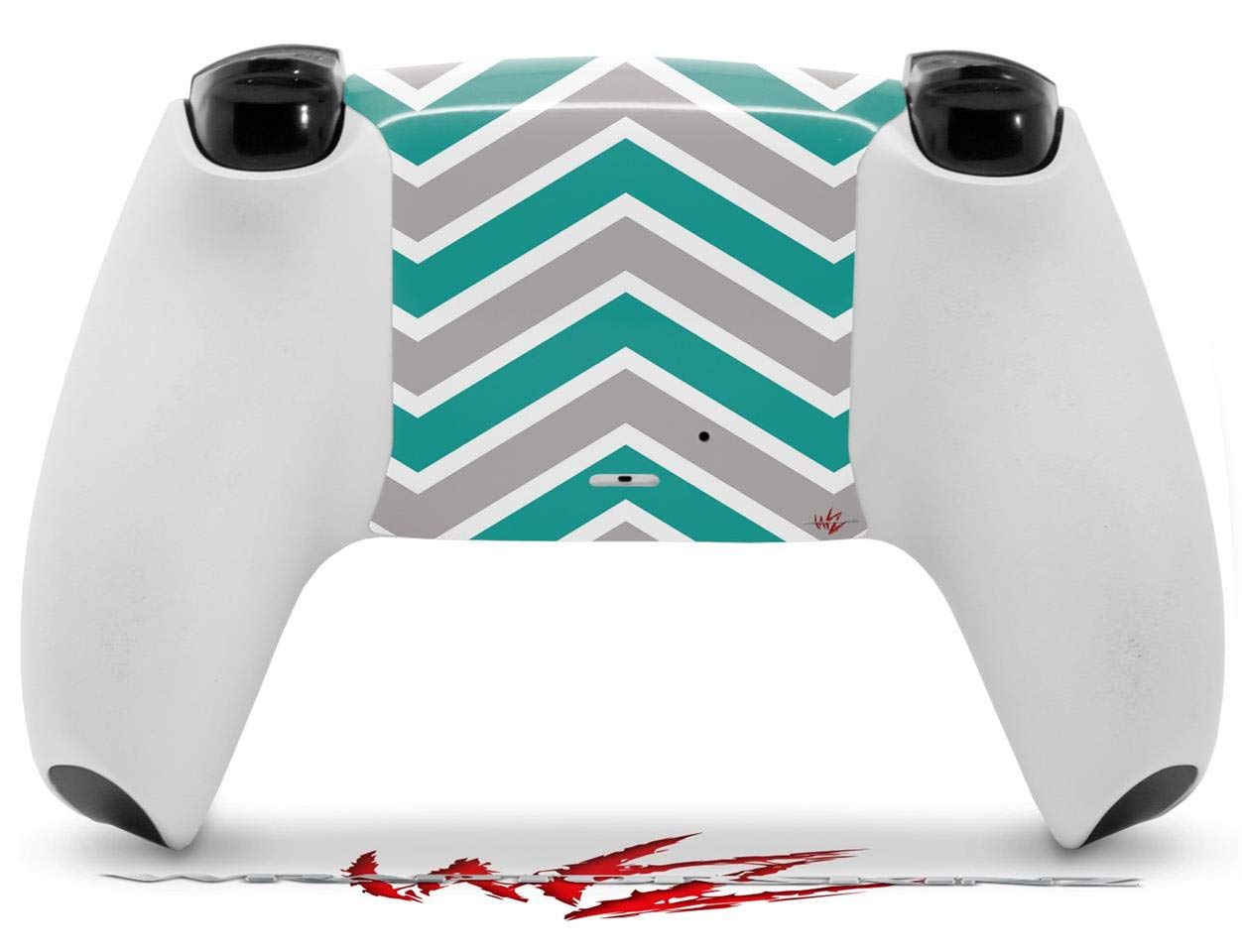 WraptorSkinz Skin Wrap compatible with Sony PS5 DualSense Controller Zig Zag Teal and Gray (CONTROLLER NOT INCLUDED)