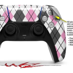 WraptorSkinz Skin Wrap compatible with Sony PS5 DualSense Controller Argyle Pink and Gray (CONTROLLER NOT INCLUDED)