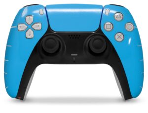 wraptorskinz skin wrap compatible with sony ps5 dualsense controller solids collection blue neon (controller not included)