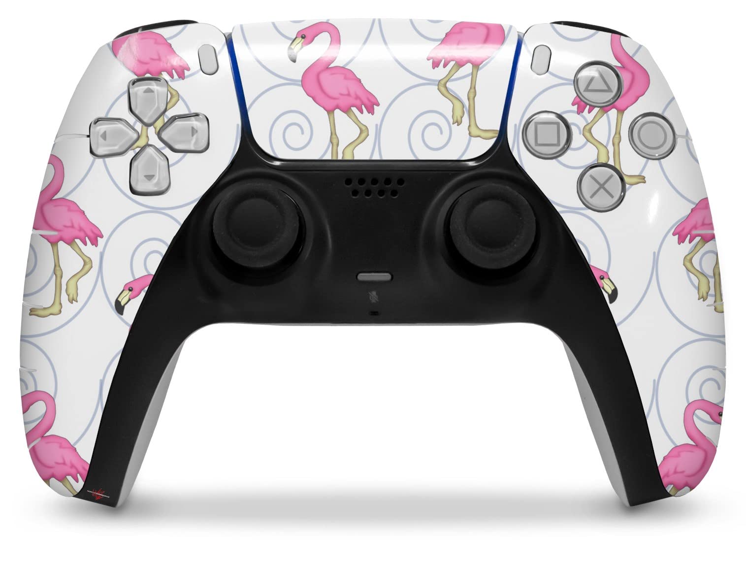 WraptorSkinz Skin Wrap compatible with Sony PS5 DualSense Controller Flamingos on White (CONTROLLER NOT INCLUDED)