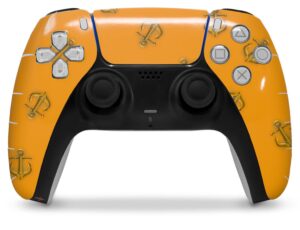 wraptorskinz skin wrap compatible with sony ps5 dualsense controller anchors away orange (controller not included)