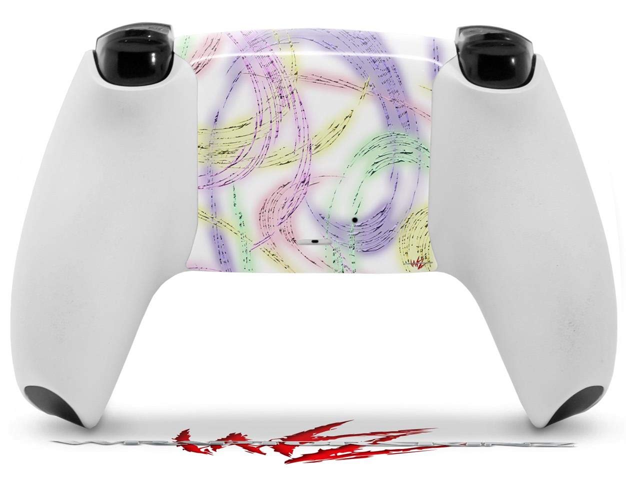 WraptorSkinz Skin Wrap compatible with Sony PS5 DualSense Controller Neon Swoosh on White (CONTROLLER NOT INCLUDED)