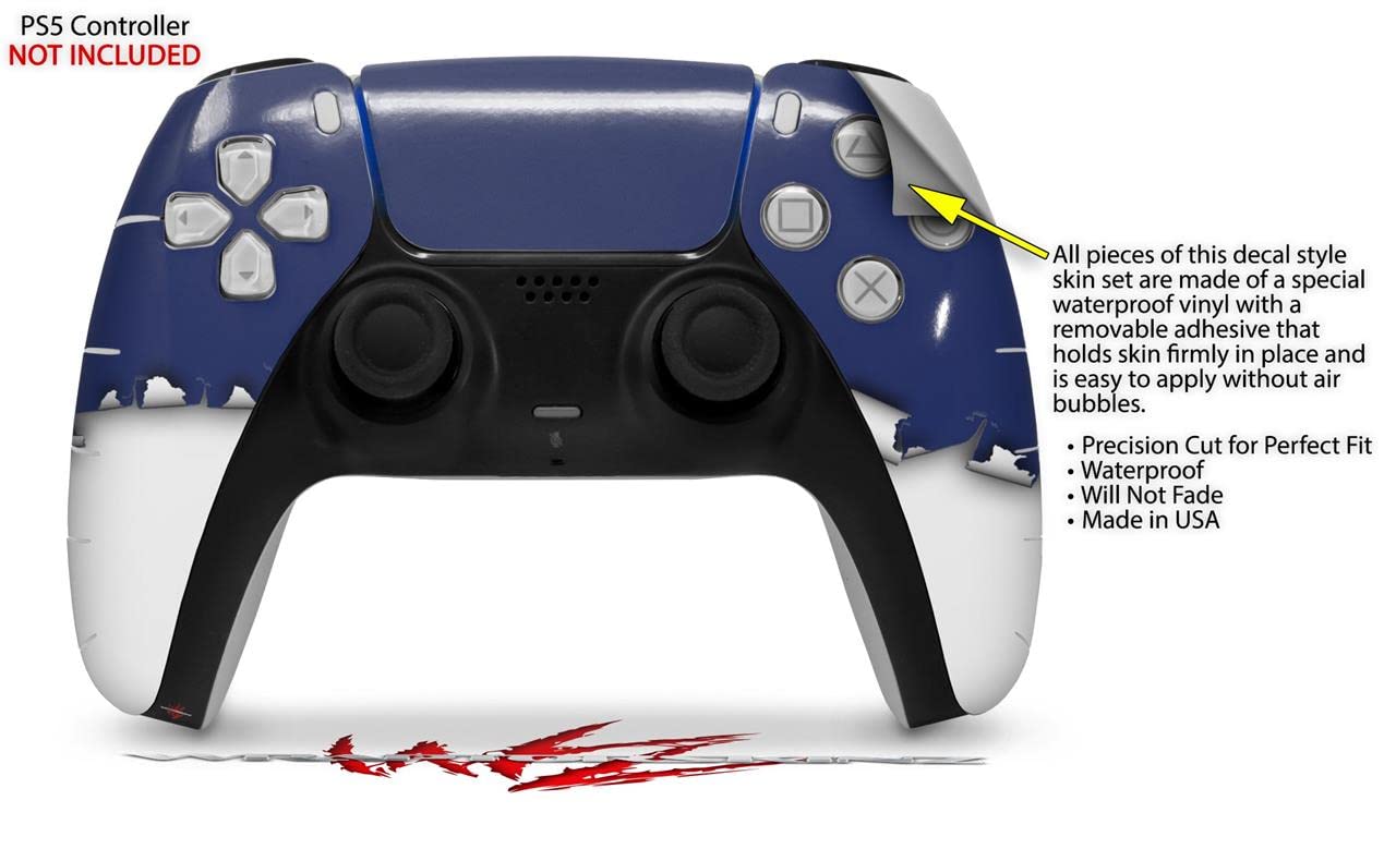 WraptorSkinz Skin Wrap compatible with Sony PS5 DualSense Controller Ripped Colors Blue White (CONTROLLER NOT INCLUDED)