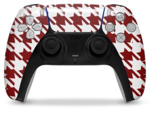 wraptorskinz skin wrap compatible with sony ps5 dualsense controller houndstooth red dark (controller not included)