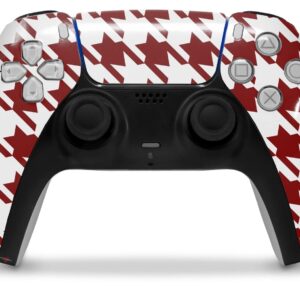 WraptorSkinz Skin Wrap compatible with Sony PS5 DualSense Controller Houndstooth Red Dark (CONTROLLER NOT INCLUDED)