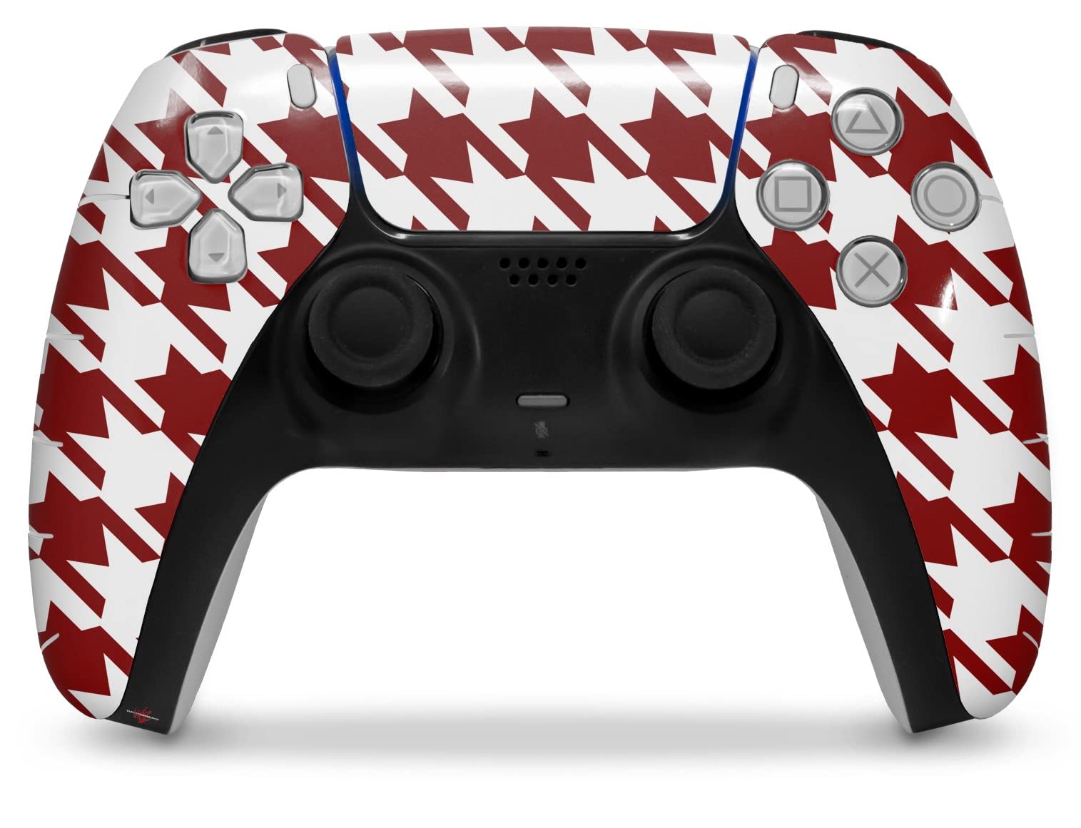 WraptorSkinz Skin Wrap compatible with Sony PS5 DualSense Controller Houndstooth Red Dark (CONTROLLER NOT INCLUDED)