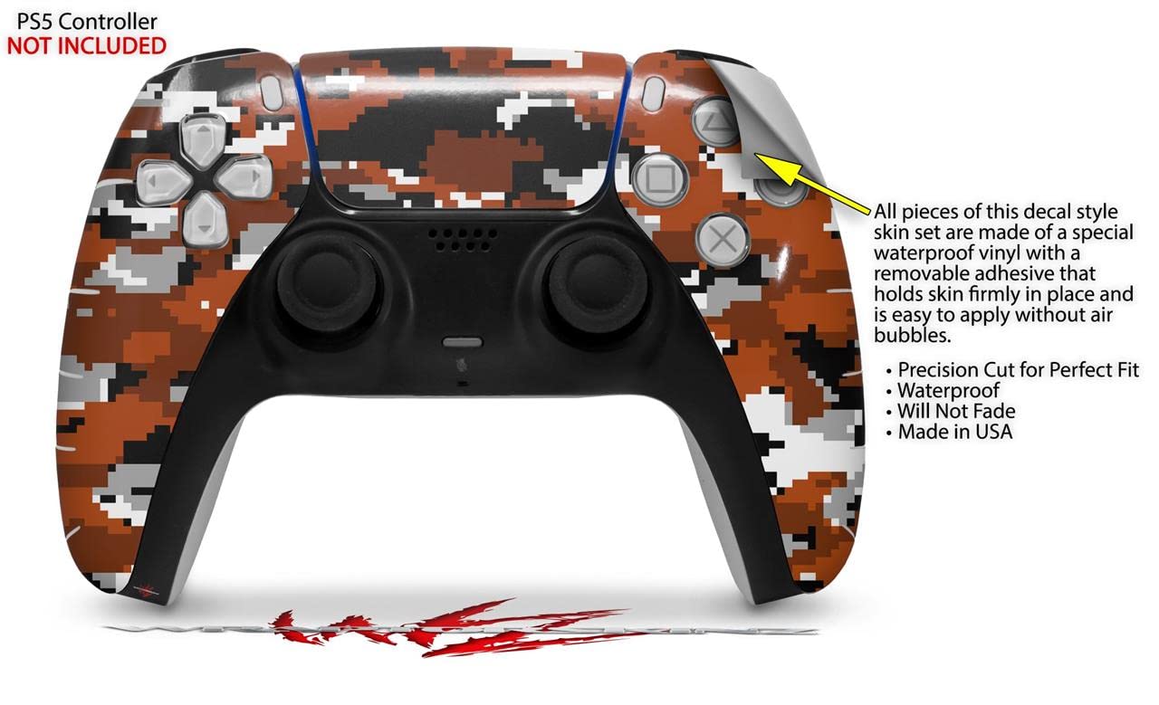 WraptorSkinz Skin Wrap Compatible with Sony PS5 DualSense Controller WraptorCamo Digital Camo Burnt Orange (Controller NOT Included)