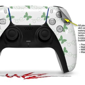 WraptorSkinz Skin Wrap compatible with Sony PS5 DualSense Controller Pastel Butterflies Green on White (CONTROLLER NOT INCLUDED)