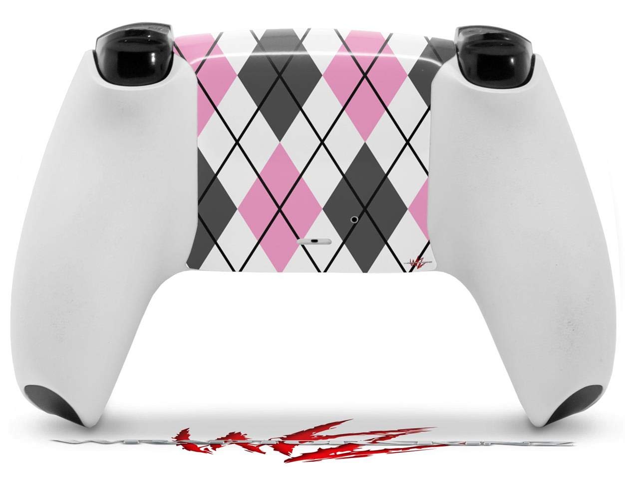 WraptorSkinz Skin Wrap compatible with Sony PS5 DualSense Controller Argyle Pink and Gray (CONTROLLER NOT INCLUDED)