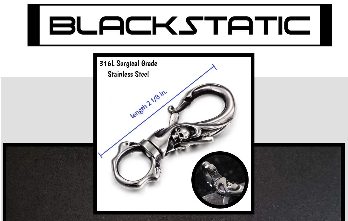 Birch & Bliss 316L Stainless Steel Swivel Skull Keychain | Keyring - Blackstatic Collection | Graduation & Fathers Day - Gifts For Men