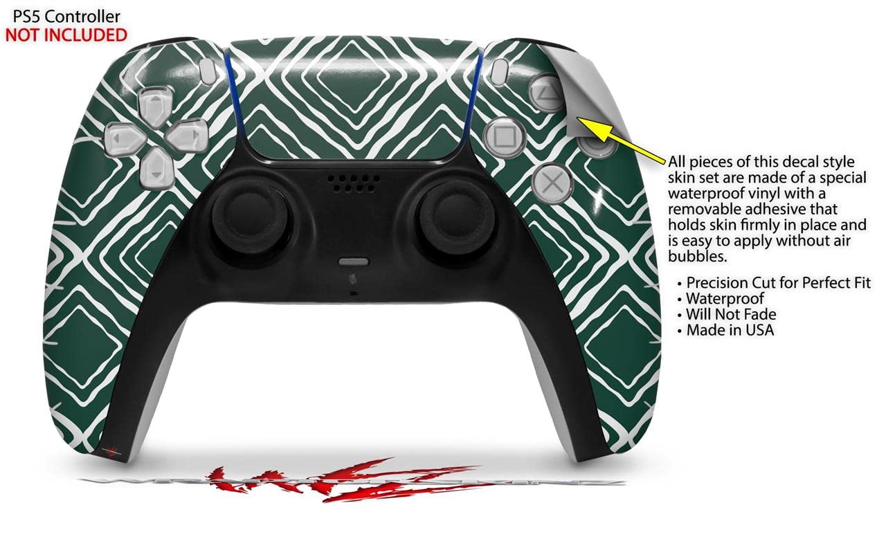 WraptorSkinz Skin Wrap compatible with Sony PS5 DualSense Controller Wavey Hunter Green (CONTROLLER NOT INCLUDED)