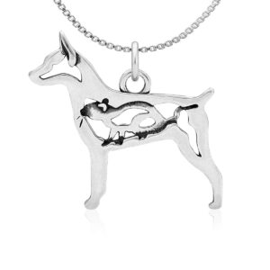 dazzling paws jewelry sterling silver rat terrier pendant, w/rat in body (with 16" box chain)