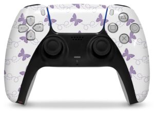 wraptorskinz skin wrap compatible with sony ps5 dualsense controller pastel butterflies purple on white (controller not included)