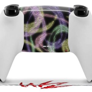 WraptorSkinz Skin Wrap compatible with Sony PS5 DualSense Controller Neon Swoosh on Black (CONTROLLER NOT INCLUDED)