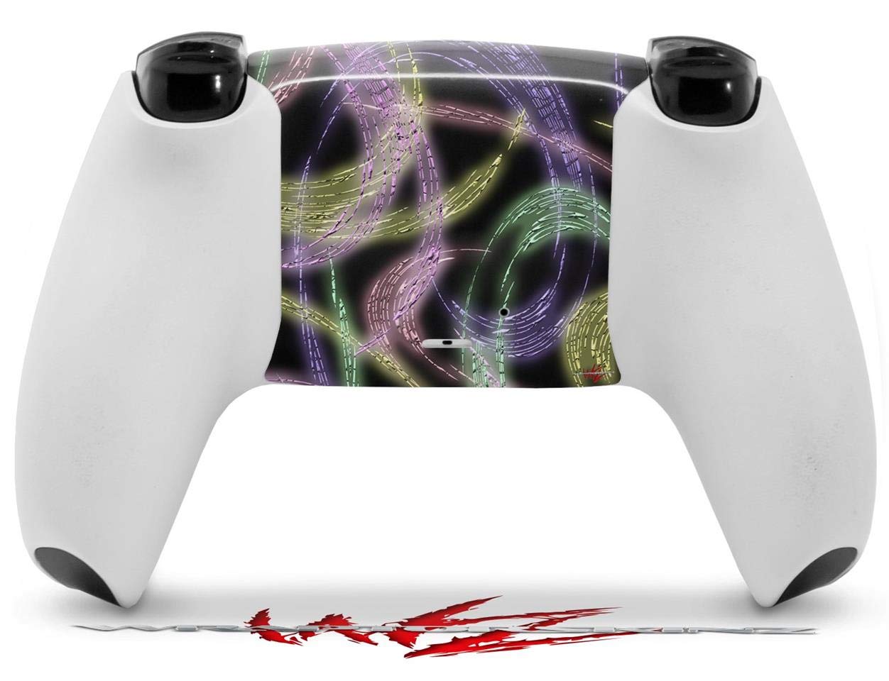 WraptorSkinz Skin Wrap compatible with Sony PS5 DualSense Controller Neon Swoosh on Black (CONTROLLER NOT INCLUDED)