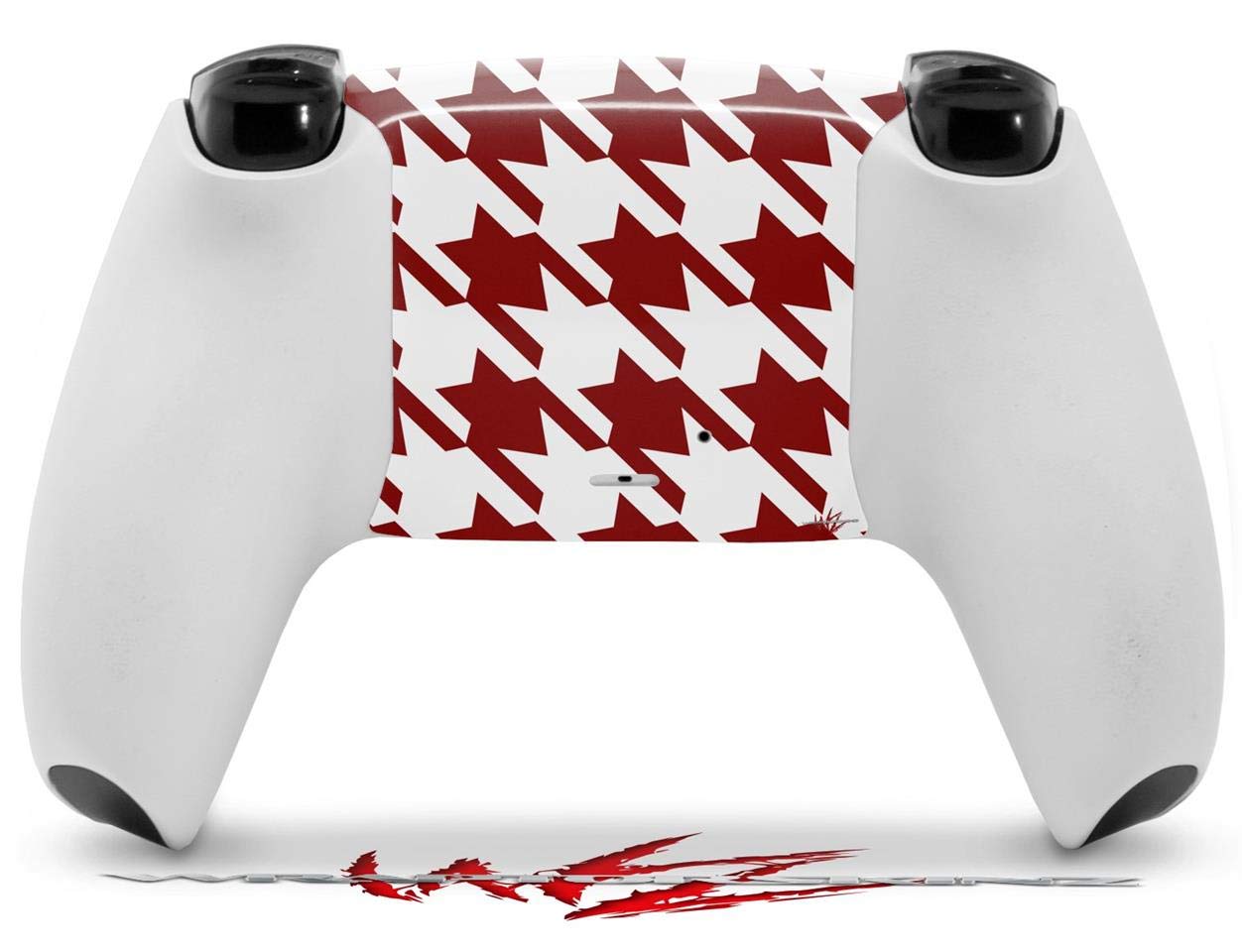 WraptorSkinz Skin Wrap compatible with Sony PS5 DualSense Controller Houndstooth Red Dark (CONTROLLER NOT INCLUDED)