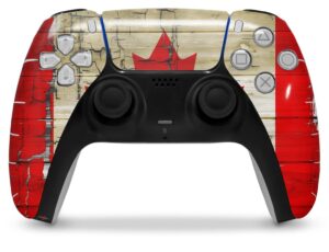 wraptorskinz skin wrap compatible with sony ps5 dualsense controller painted faded and cracked canadian canada flag (controller not included)