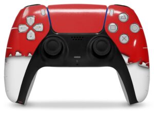 wraptorskinz skin wrap compatible with sony ps5 dualsense controller ripped colors red white (controller not included)