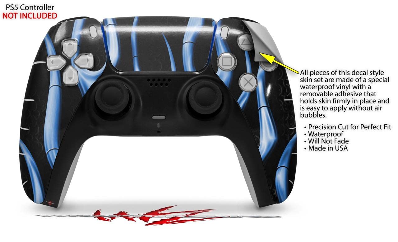 WraptorSkinz Skin Wrap compatible with Sony PS5 DualSense Controller Metal Flames Blue (CONTROLLER NOT INCLUDED)