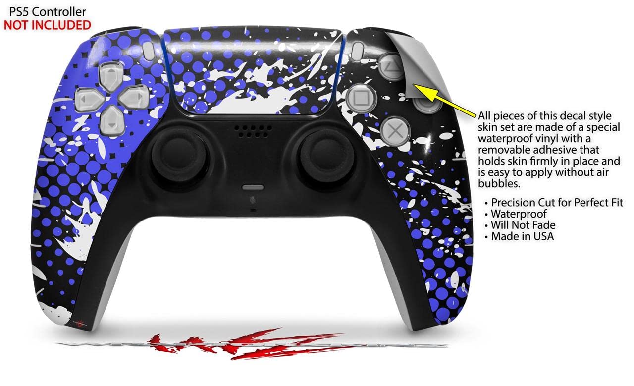 WraptorSkinz Skin Wrap compatible with Sony PS5 DualSense Controller Halftone Splatter White Blue (CONTROLLER NOT INCLUDED)