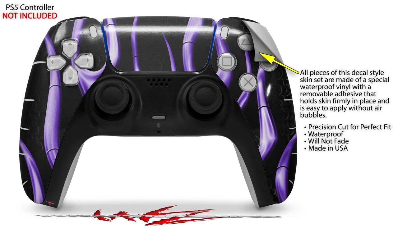 WraptorSkinz Skin Wrap compatible with Sony PS5 DualSense Controller Metal Flames Purple (CONTROLLER NOT INCLUDED)