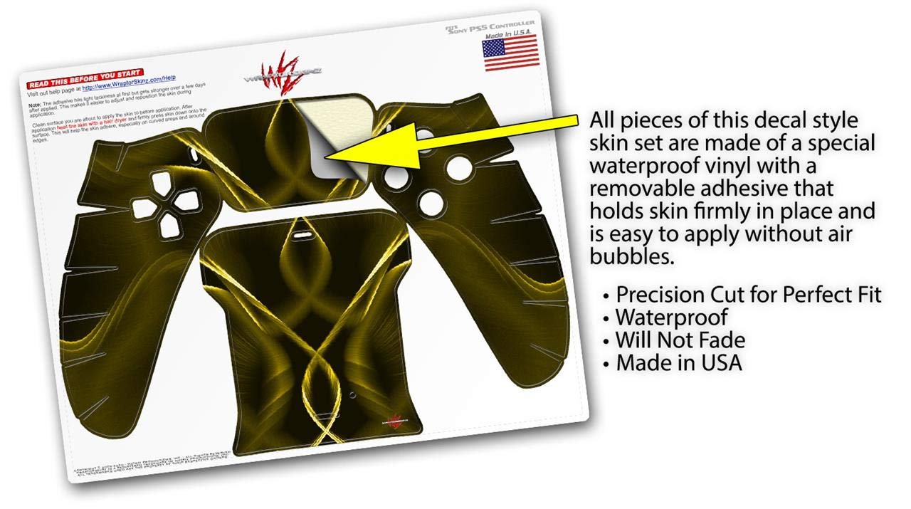 WraptorSkinz Skin Wrap compatible with Sony PS5 DualSense Controller Abstract 01 Yellow (CONTROLLER NOT INCLUDED)