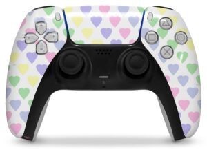 wraptorskinz skin wrap compatible with sony ps5 dualsense controller pastel hearts on white (controller not included)