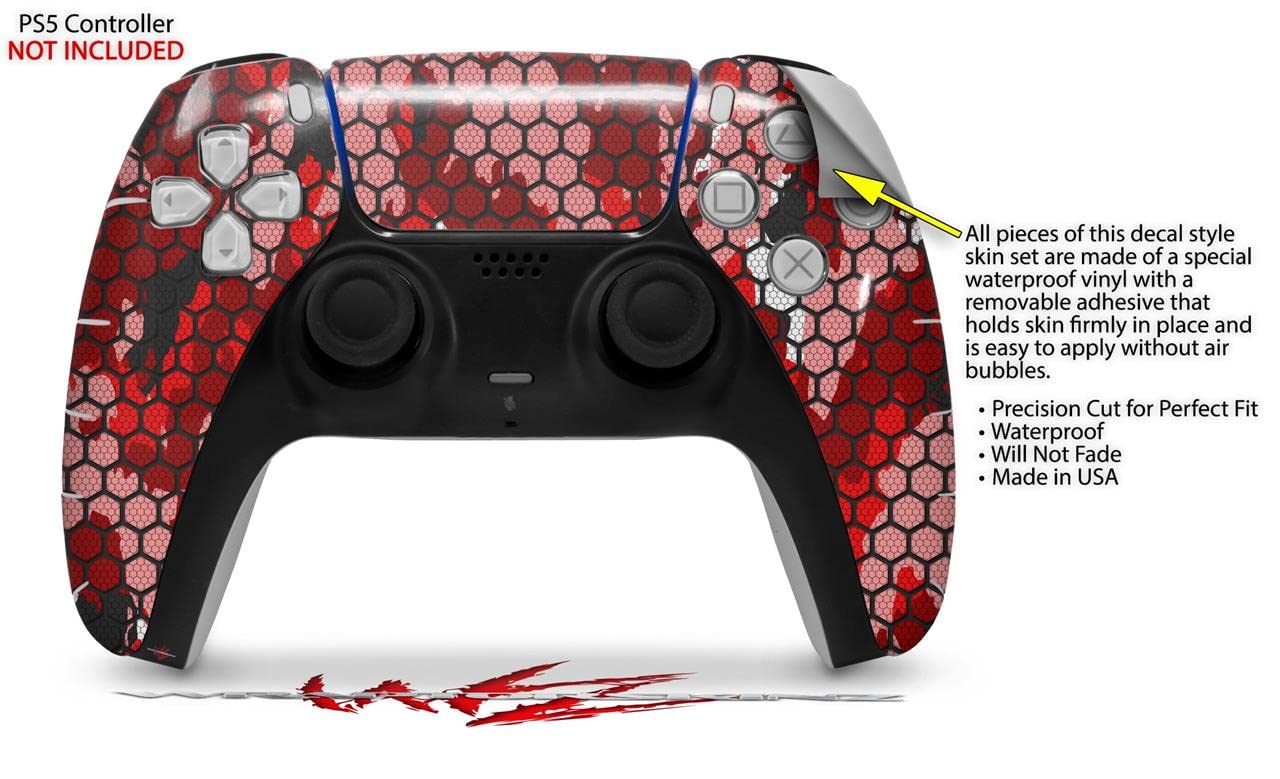 WraptorSkinz Skin Wrap compatible with Sony PS5 DualSense Controller HEX Mesh Camo 01 Red Bright (CONTROLLER NOT INCLUDED)