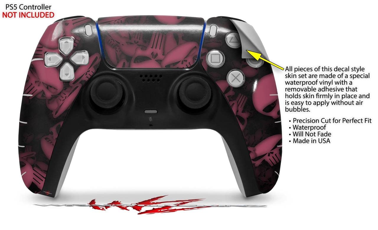 WraptorSkinz Skin Wrap compatible with Sony PS5 DualSense Controller Skulls Confetti Pink (CONTROLLER NOT INCLUDED)