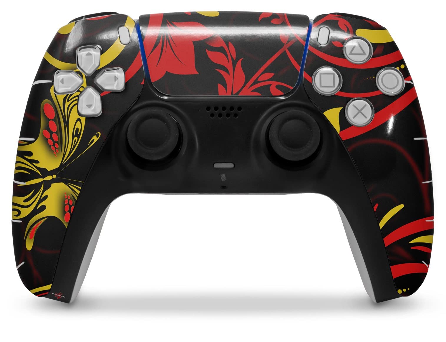 WraptorSkinz Skin Wrap compatible with Sony PS5 DualSense Controller Twisted Garden Red and Yellow (CONTROLLER NOT INCLUDED)