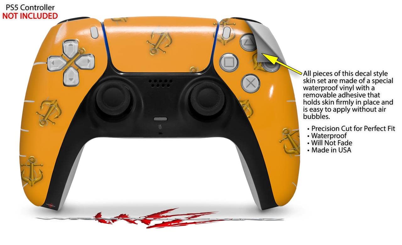 WraptorSkinz Skin Wrap compatible with Sony PS5 DualSense Controller Anchors Away Orange (CONTROLLER NOT INCLUDED)