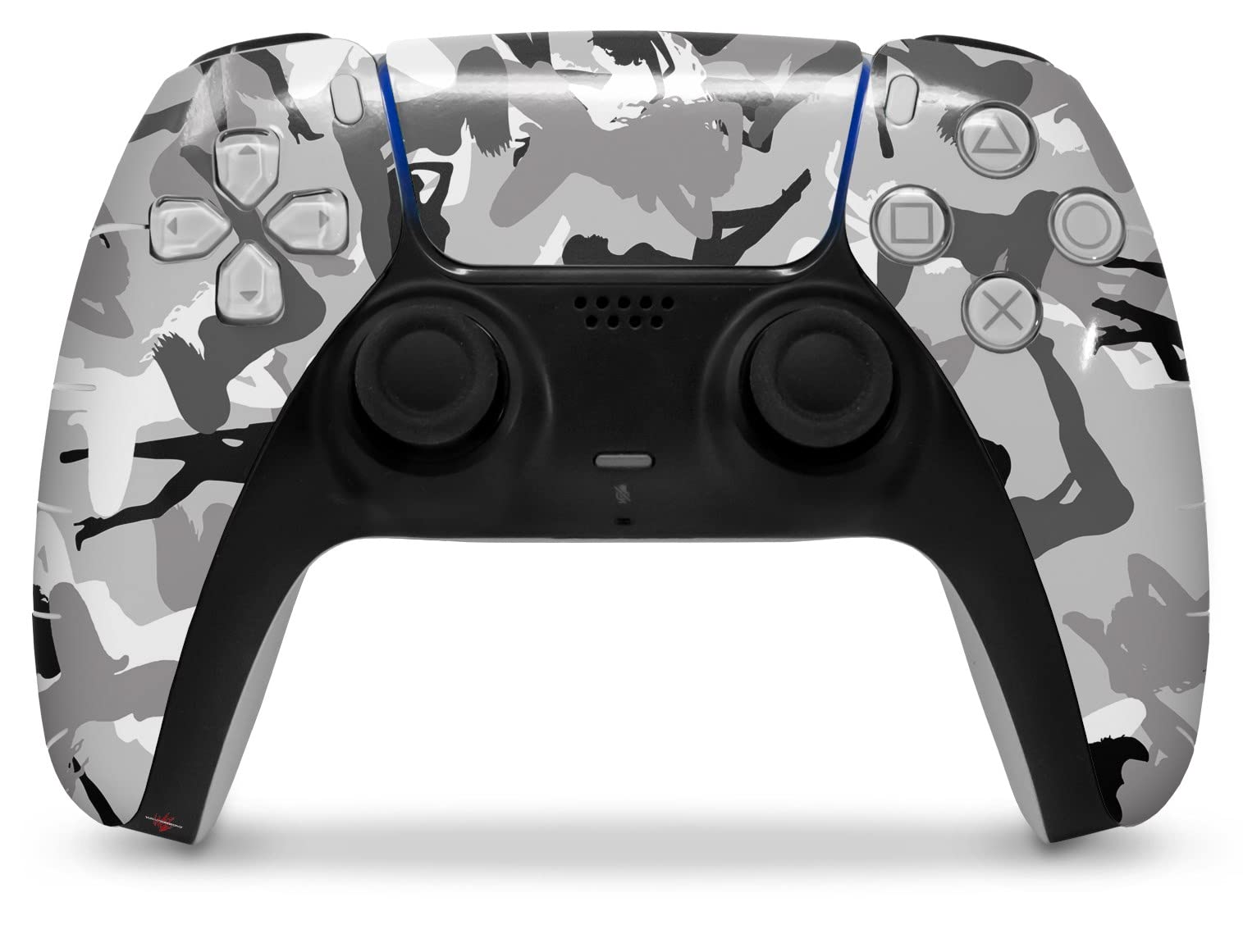 WraptorSkinz Skin Wrap compatible with Sony PS5 DualSense Controller Sexy Girl Silhouette Camo Gray (CONTROLLER NOT INCLUDED)