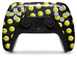 wraptorskinz skin wrap compatible with sony ps5 dualsense controller smileys on black (controller not included)