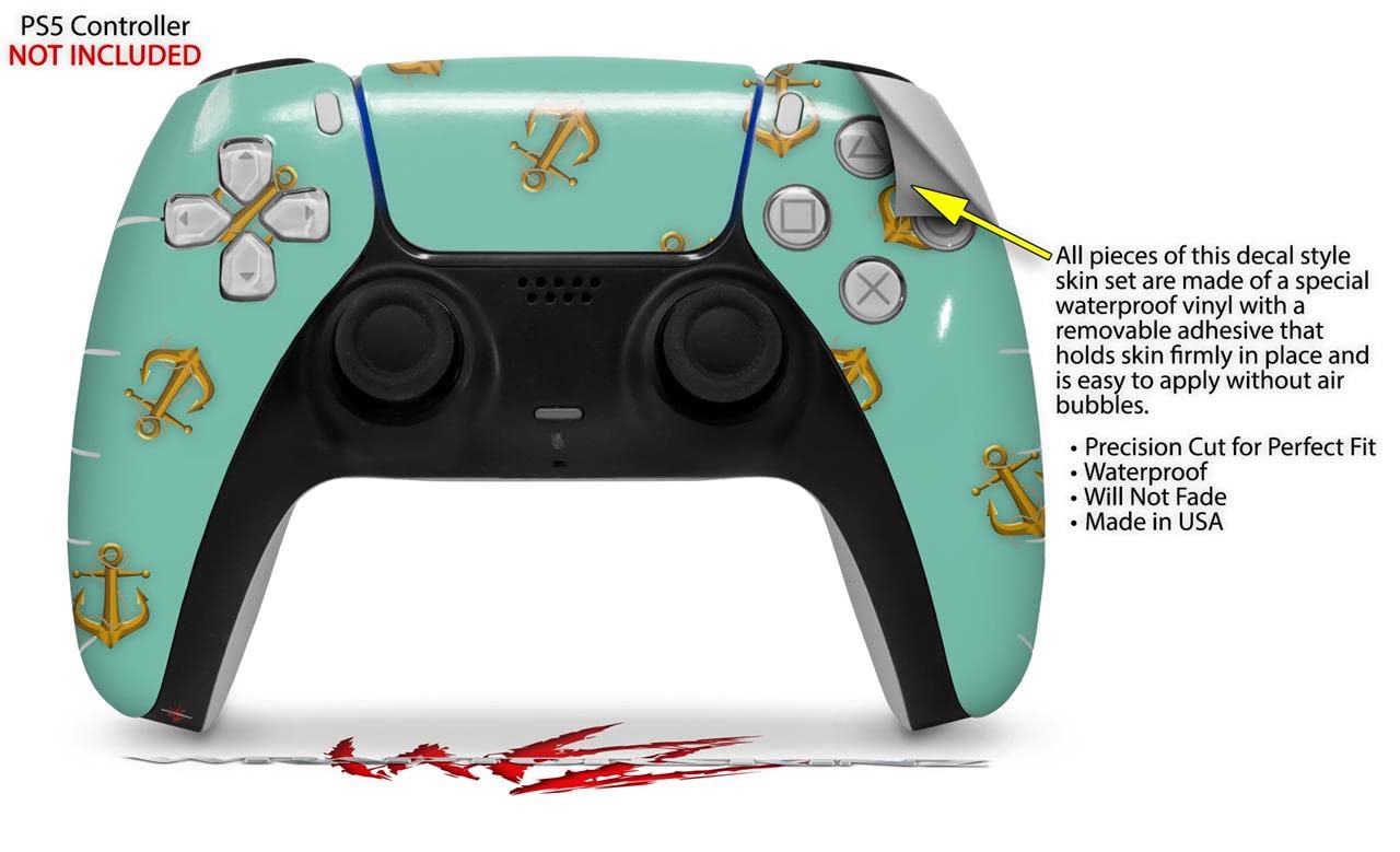 WraptorSkinz Skin Wrap compatible with Sony PS5 DualSense Controller Anchors Away Seafoam Green (CONTROLLER NOT INCLUDED)