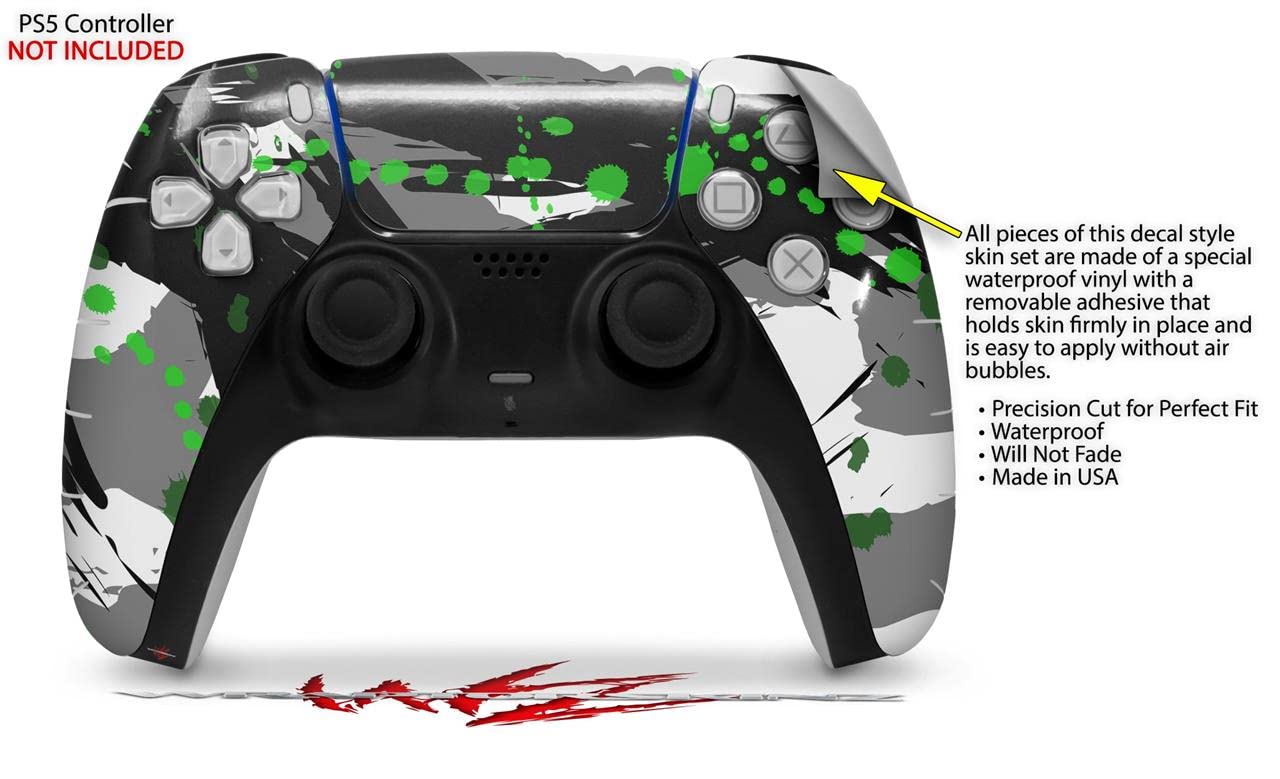 WraptorSkinz Skin Wrap compatible with Sony PS5 DualSense Controller Abstract 02 Green (CONTROLLER NOT INCLUDED)