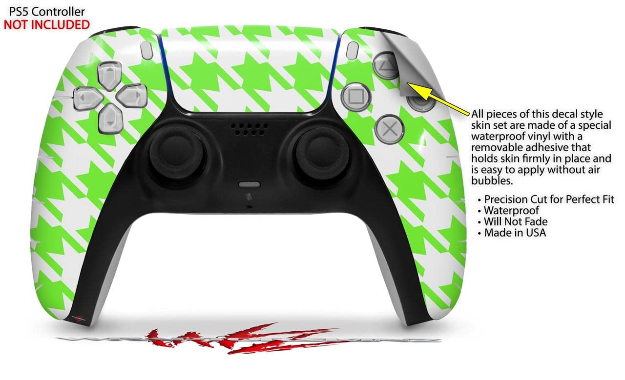 WraptorSkinz Skin Wrap compatible with Sony PS5 DualSense Controller Houndstooth Neon Lime Green (CONTROLLER NOT INCLUDED)