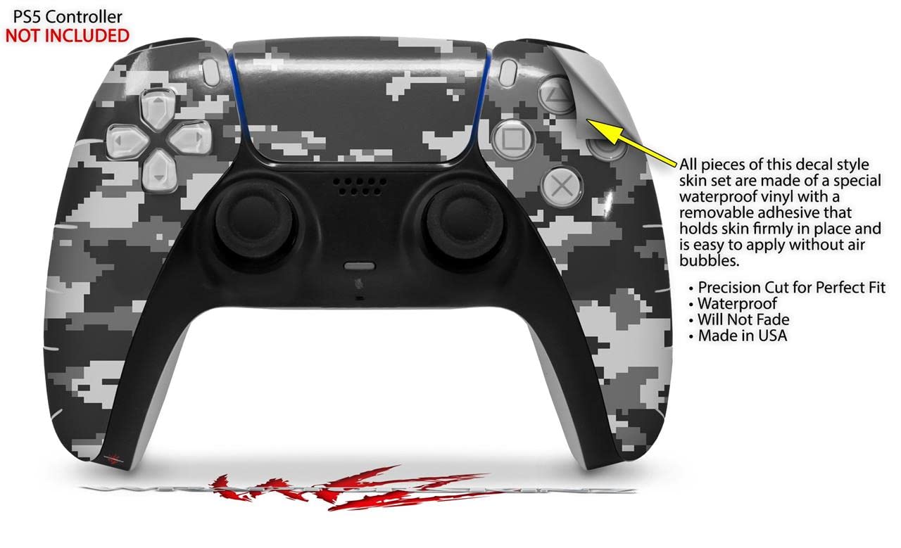 WraptorSkinz Skin Wrap compatible with Sony PS5 DualSense Controller WraptorCamo Digital Camo Gray (CONTROLLER NOT INCLUDED)