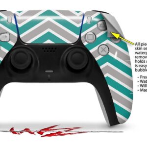 WraptorSkinz Skin Wrap compatible with Sony PS5 DualSense Controller Zig Zag Teal and Gray (CONTROLLER NOT INCLUDED)