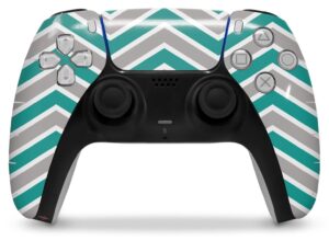 wraptorskinz skin wrap compatible with sony ps5 dualsense controller zig zag teal and gray (controller not included)