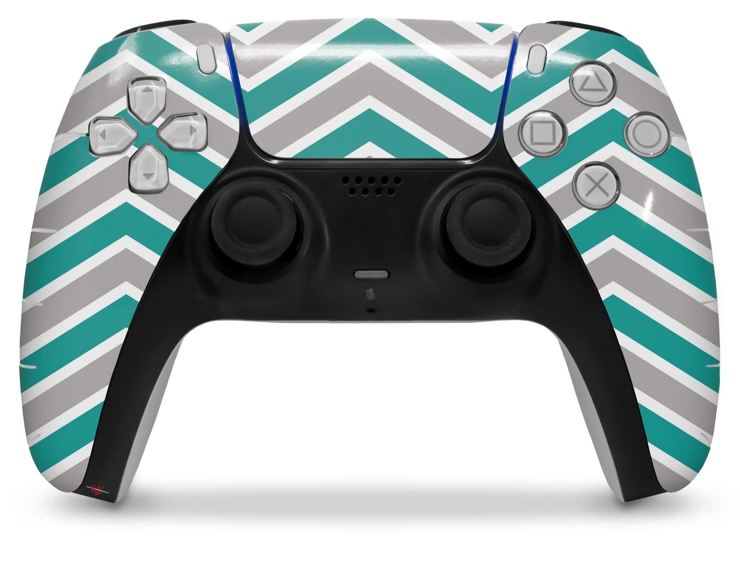 WraptorSkinz Skin Wrap compatible with Sony PS5 DualSense Controller Zig Zag Teal and Gray (CONTROLLER NOT INCLUDED)