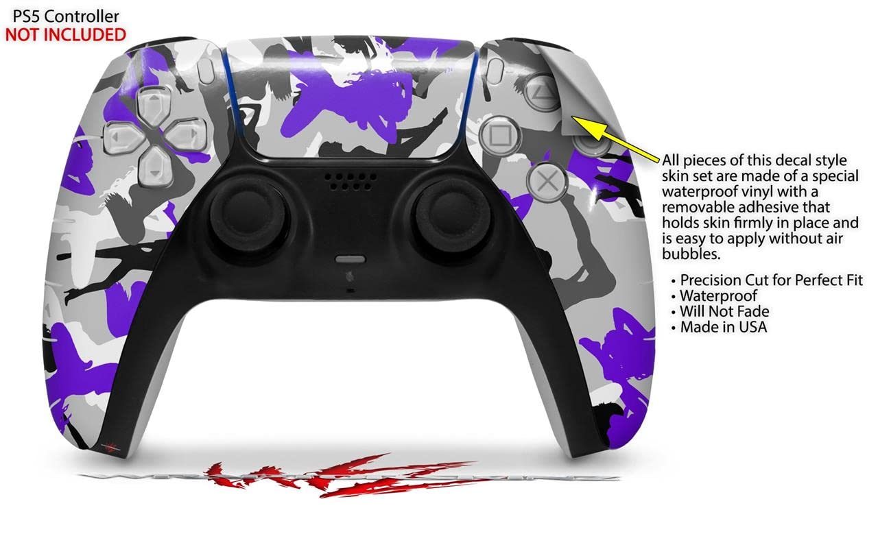 WraptorSkinz Skin Wrap compatible with Sony PS5 DualSense Controller Sexy Girl Silhouette Camo Purple (CONTROLLER NOT INCLUDED)