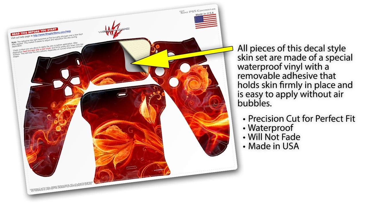 WraptorSkinz Skin Wrap compatible with Sony PS5 DualSense Controller Fire Flower (CONTROLLER NOT INCLUDED)