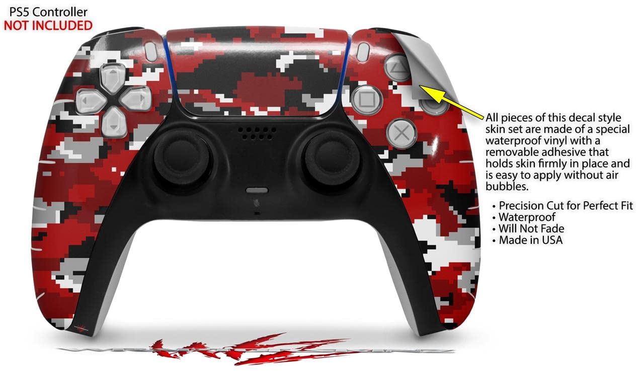 WraptorSkinz Skin Wrap compatible with Sony PS5 DualSense Controller WraptorCamo Digital Camo Red (CONTROLLER NOT INCLUDED)