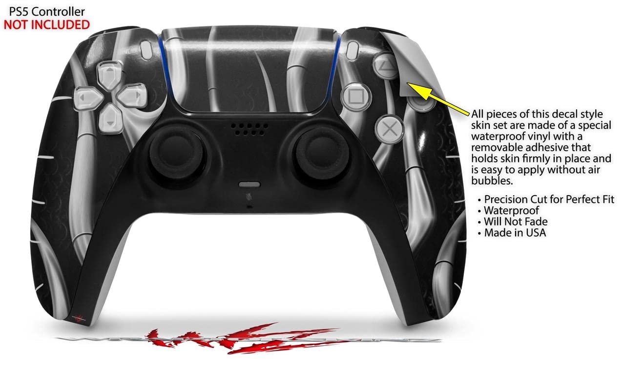 WraptorSkinz Skin Wrap compatible with Sony PS5 DualSense Controller Metal Flames Chrome (CONTROLLER NOT INCLUDED)