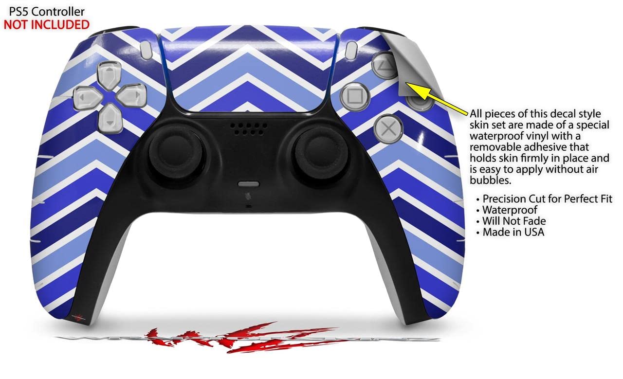 WraptorSkinz Skin Wrap compatible with Sony PS5 DualSense Controller Zig Zag Blues (CONTROLLER NOT INCLUDED)