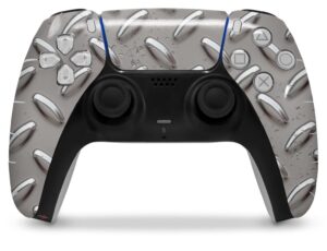 wraptorskinz skin wrap compatible with sony ps5 dualsense controller diamond plate metal 02 (controller not included)