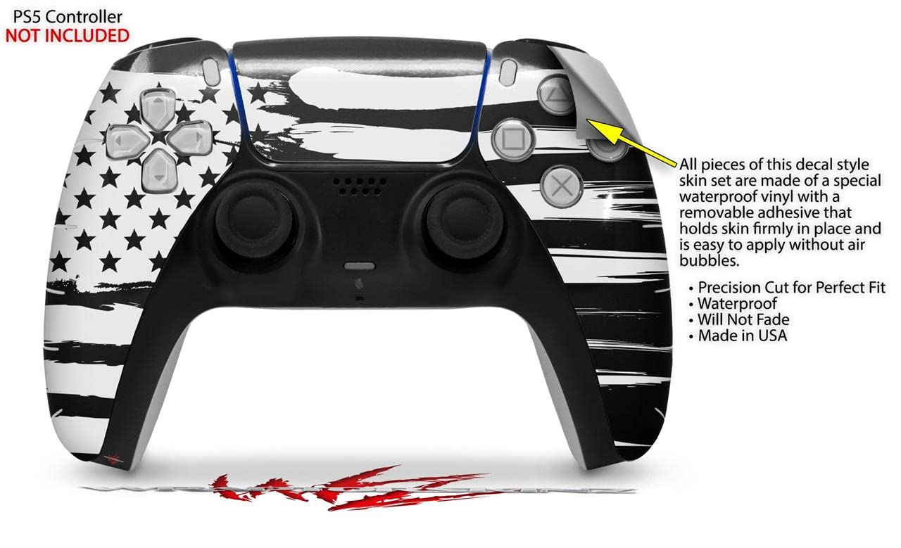 WraptorSkinz Skin Wrap compatible with Sony PS5 DualSense Controller Brushed USA American Flag (CONTROLLER NOT INCLUDED)