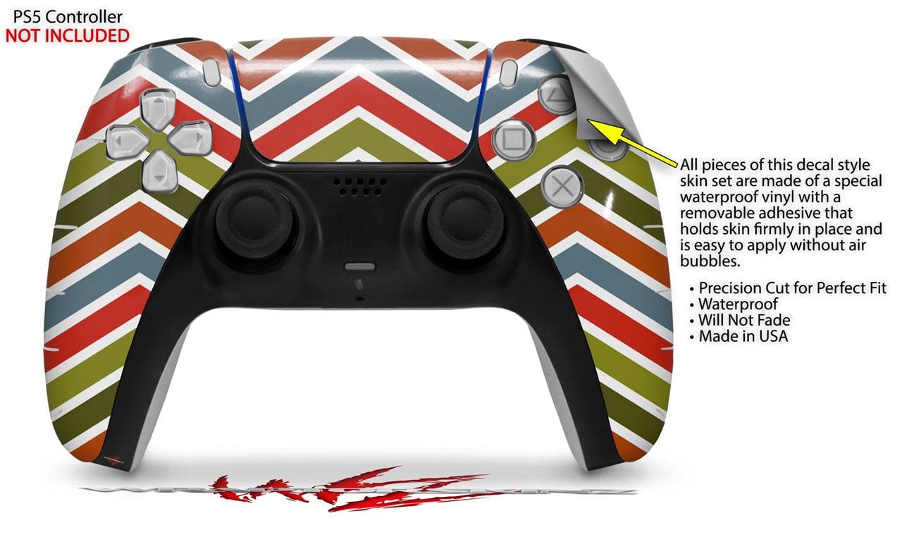 WraptorSkinz Skin Wrap compatible with Sony PS5 DualSense Controller Zig Zag Colors 01 (CONTROLLER NOT INCLUDED)