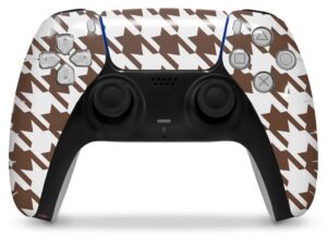 wraptorskinz skin wrap compatible with sony ps5 dualsense controller houndstooth chocolate brown (controller not included)